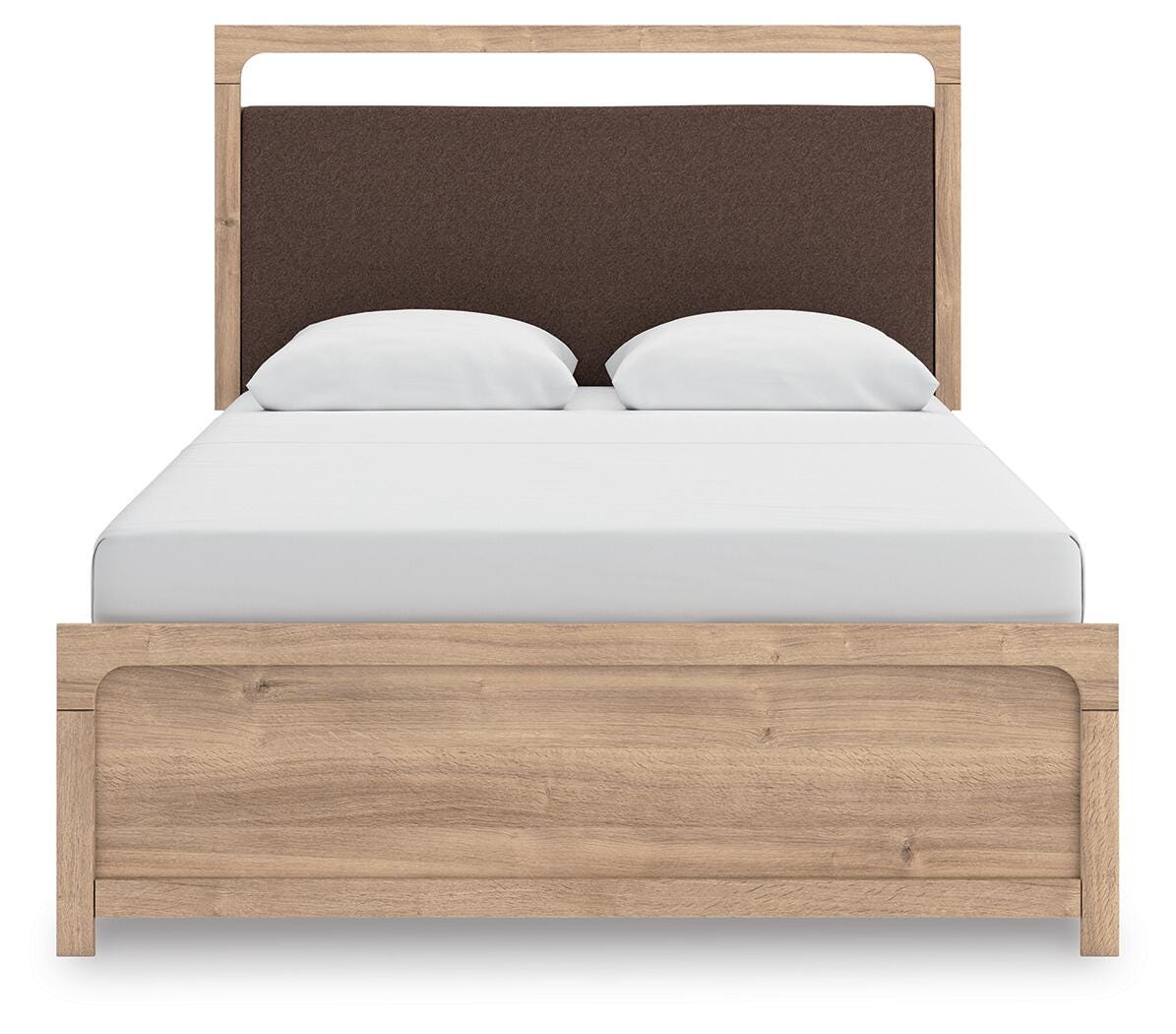 Kinlanni Upholstered Panel Bed, Dresser and Mirror