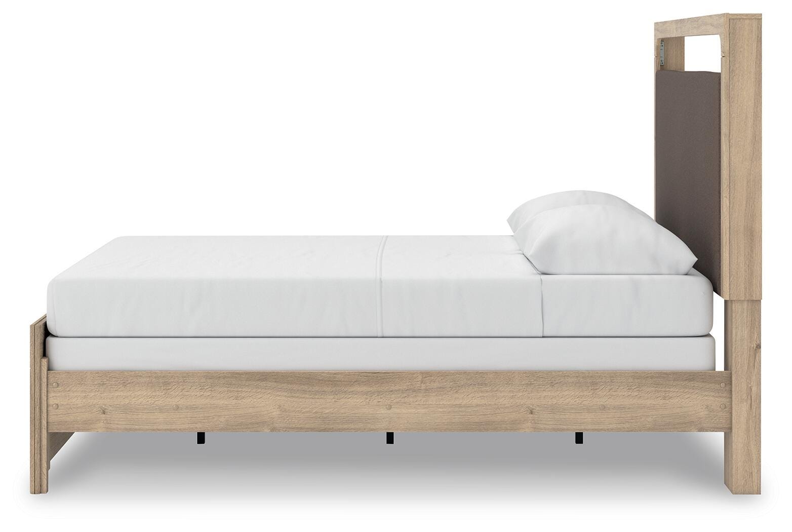 Kinlanni Upholstered Panel Bed, Dresser and Nightstand