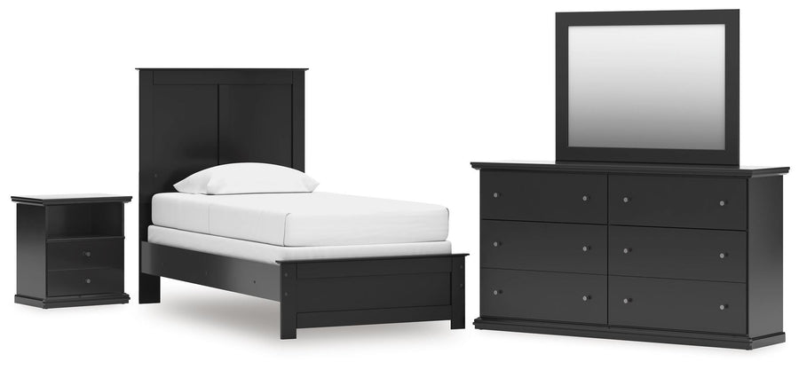 Maribel Panel Bed, Dresser, Mirror and Nightstand