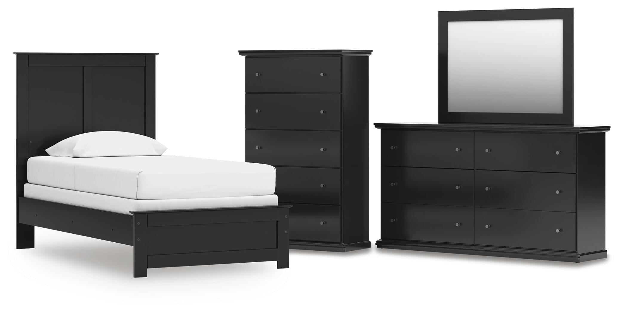 Maribel Panel Bed, Dresser, Mirror and Chest