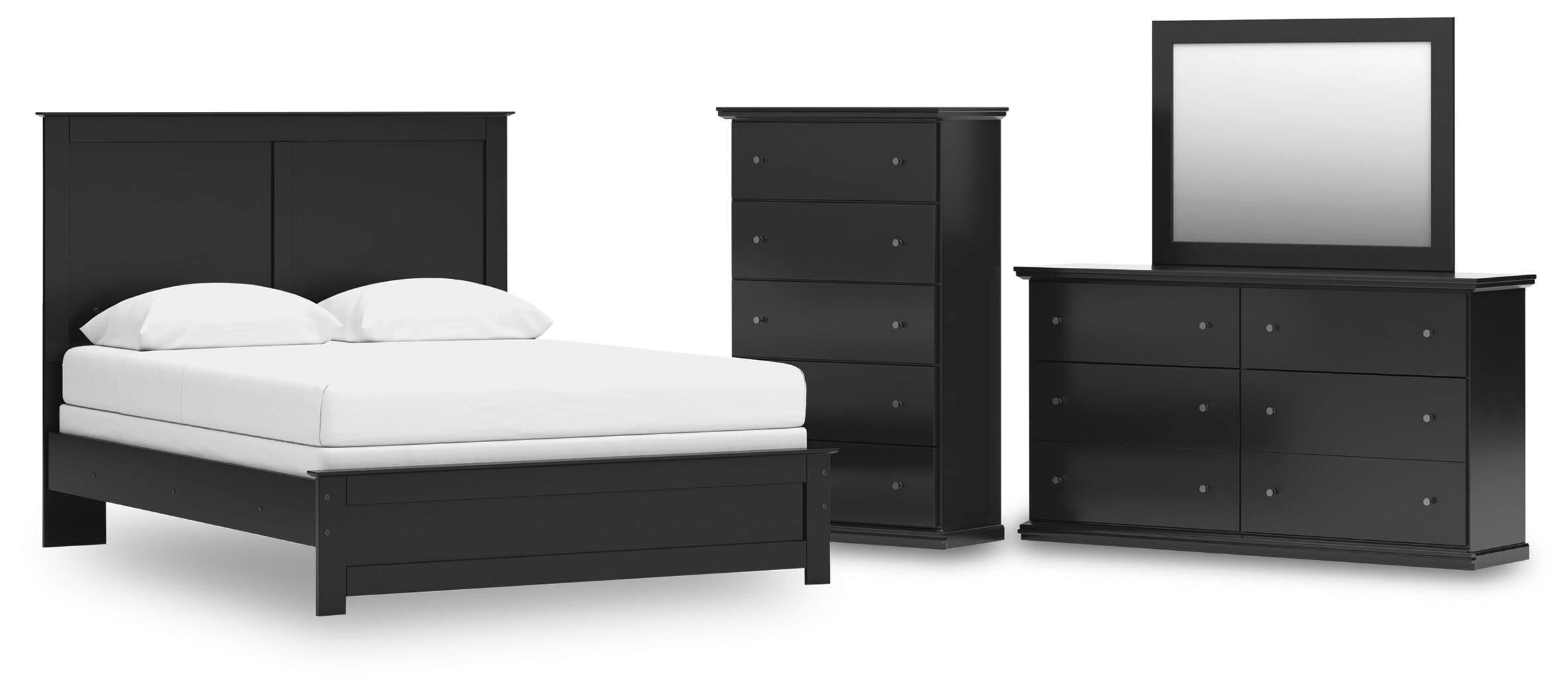 Maribel Panel Bed, Dresser, Mirror and Chest