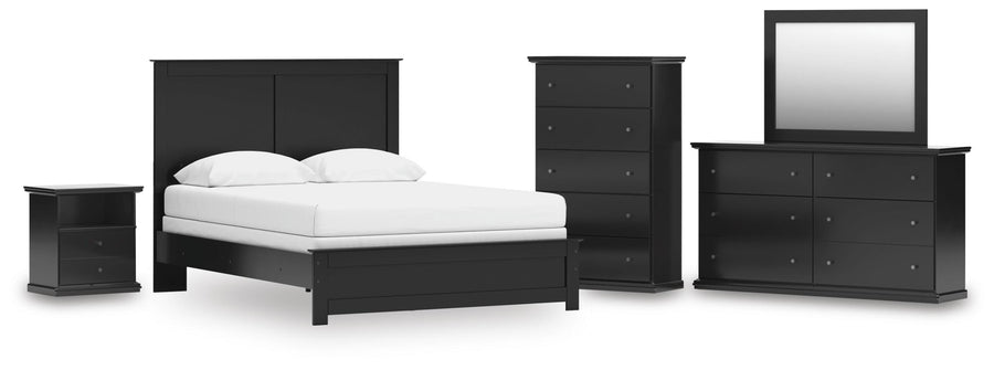 Maribel Panel Bed, Dresser, Mirror, Chest and Nightstand