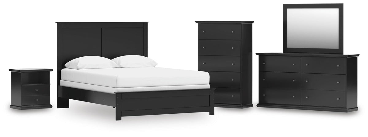 Maribel Panel Bed, Dresser, Mirror, Chest and Nightstand