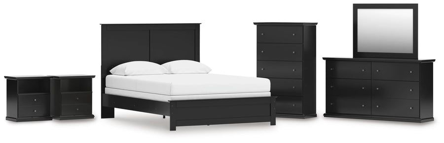 Maribel Panel Bed, Dresser, Mirror, Chest and 2 Nightstands