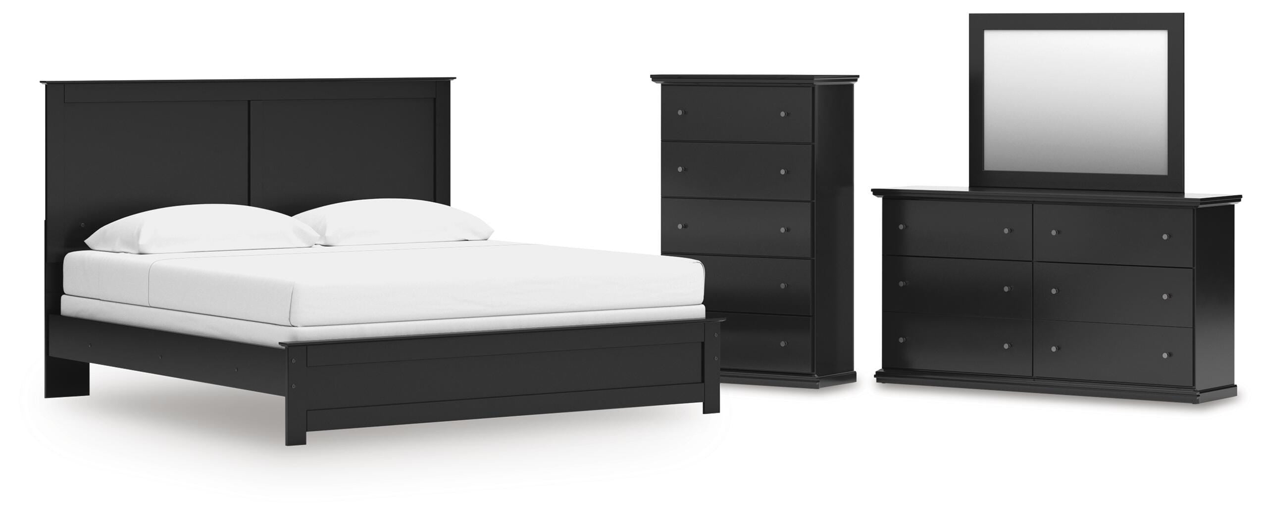 Maribel Panel Bed, Dresser, Mirror and Chest