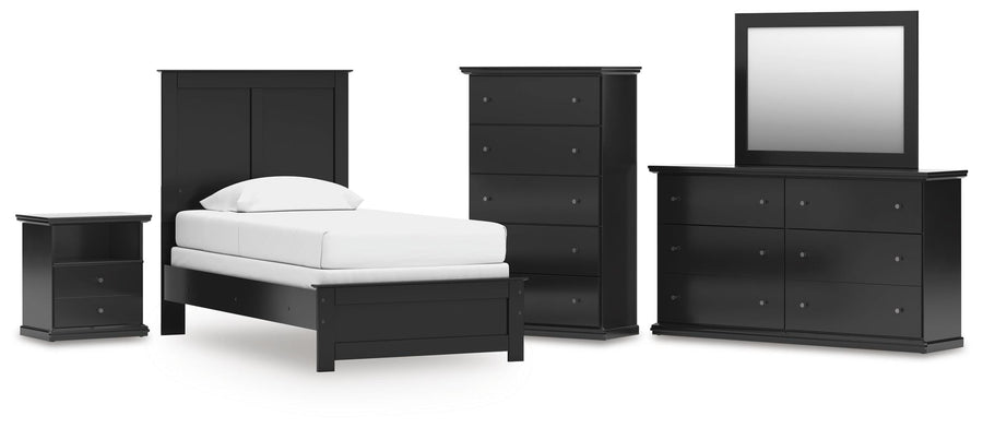 Maribel Panel Bed, Dresser, Mirror, Chest and Nightstand