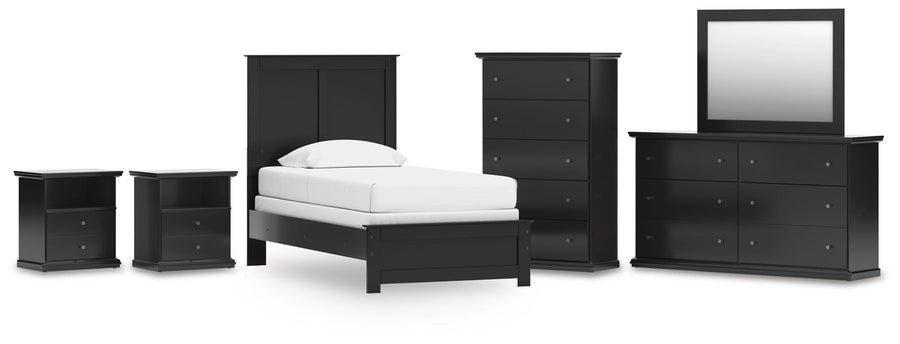 Maribel Panel Bed, Dresser, Mirror, Chest and 2 Nightstands