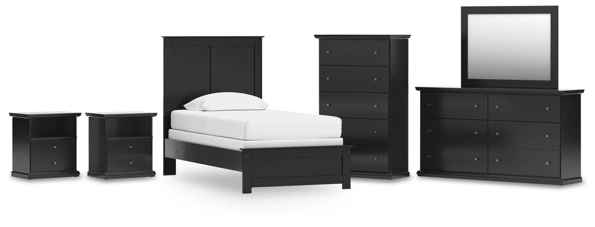 Maribel Panel Bed, Dresser, Mirror, Chest and 2 Nightstands
