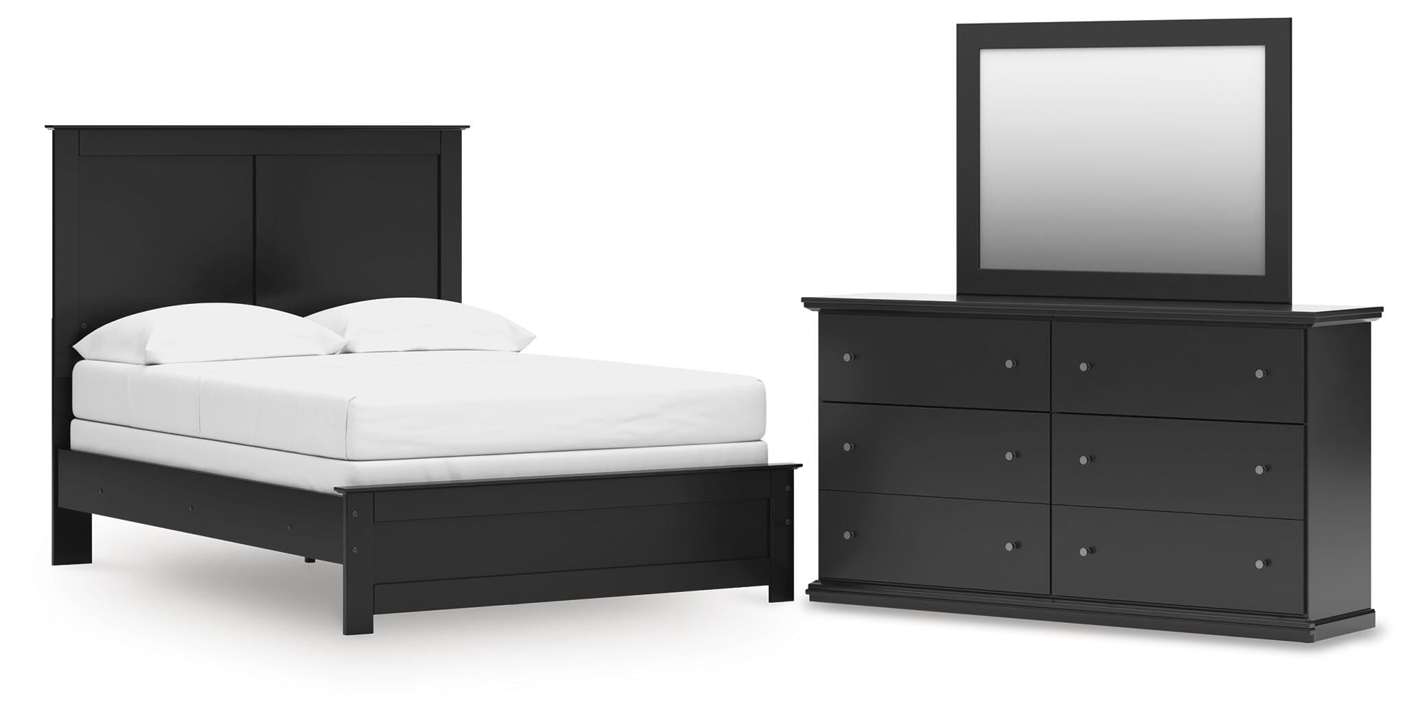 Maribel Panel Bed, Dresser and Mirror