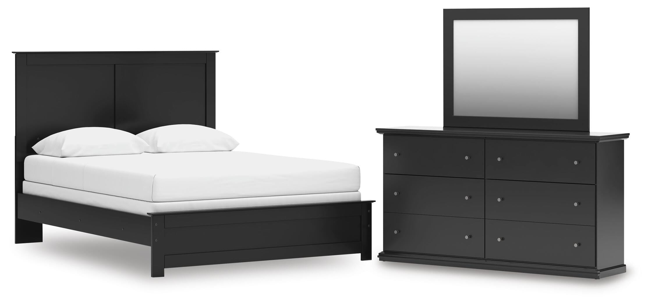 Maribel Panel Bed, Dresser and Mirror