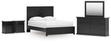 Maribel Panel Bed with Dresser, Mirror and 2 Nightstands
