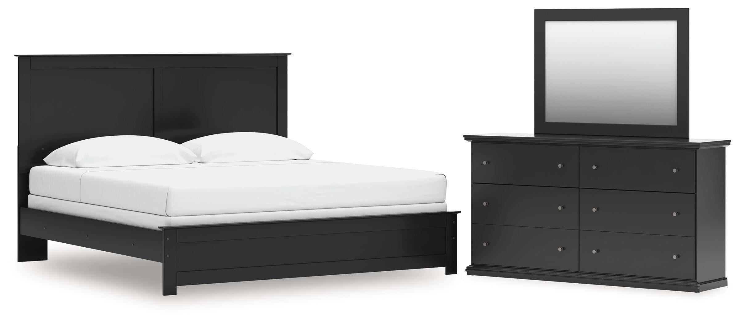 Maribel Panel Bed, Dresser and Mirror