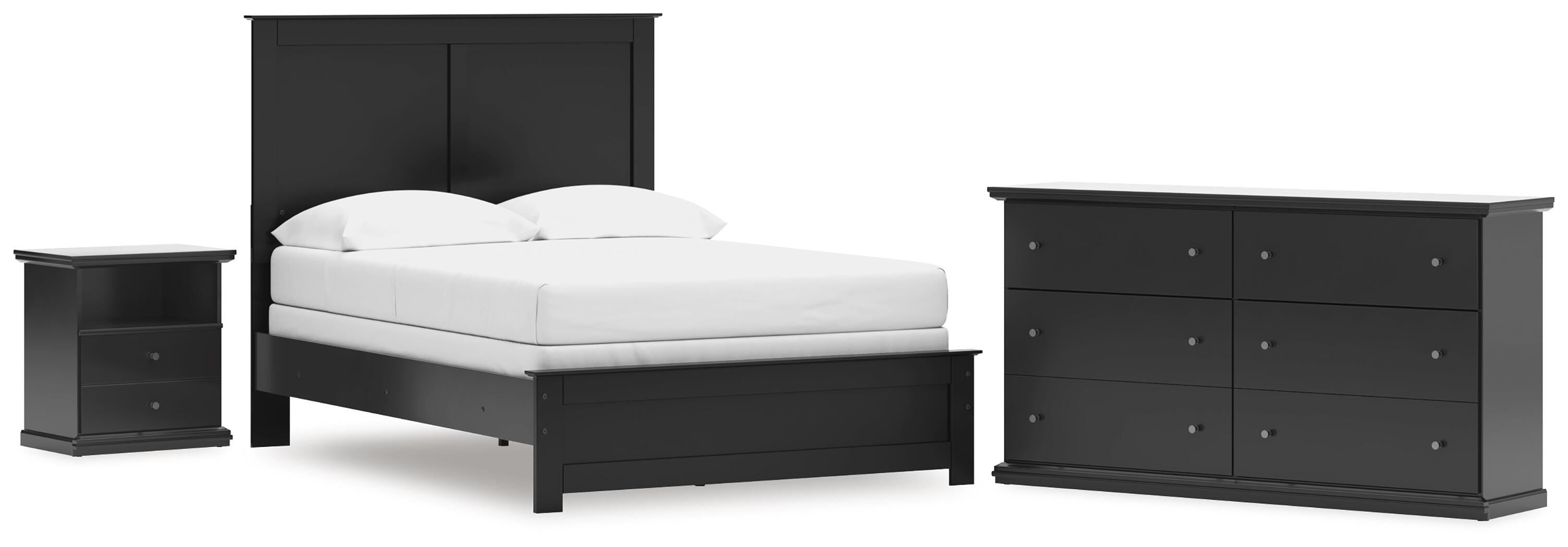 Maribel Panel Bed, Dresser and Nightstand
