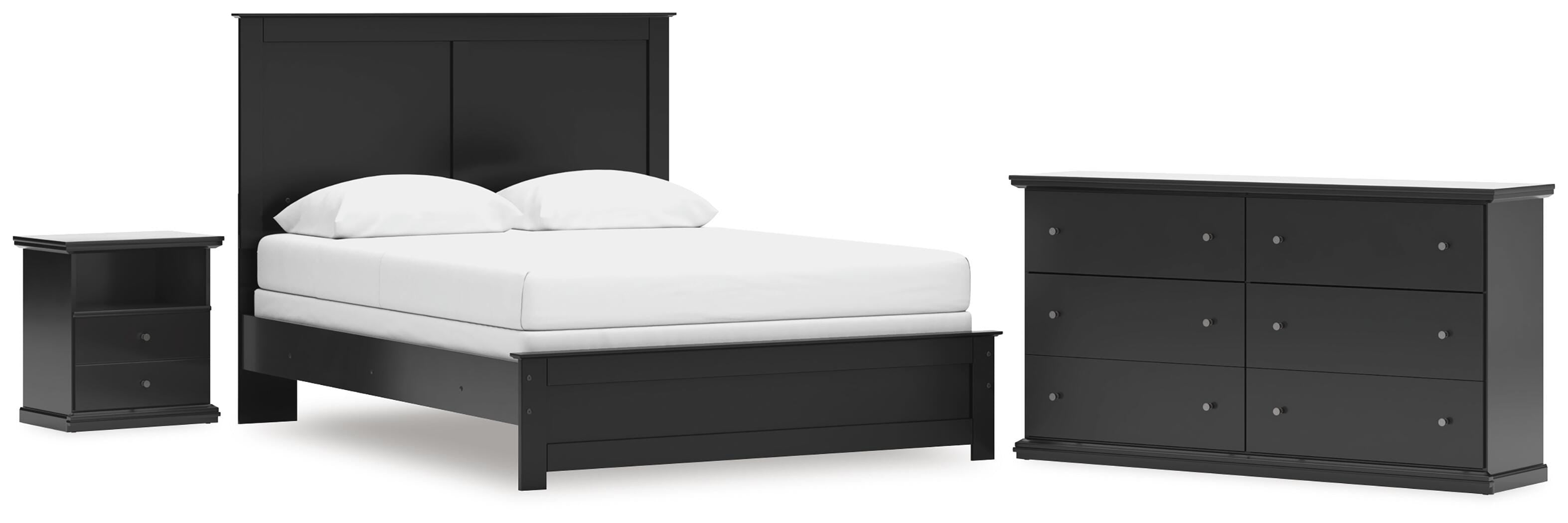 Maribel Panel Bed, Dresser and Nightstand