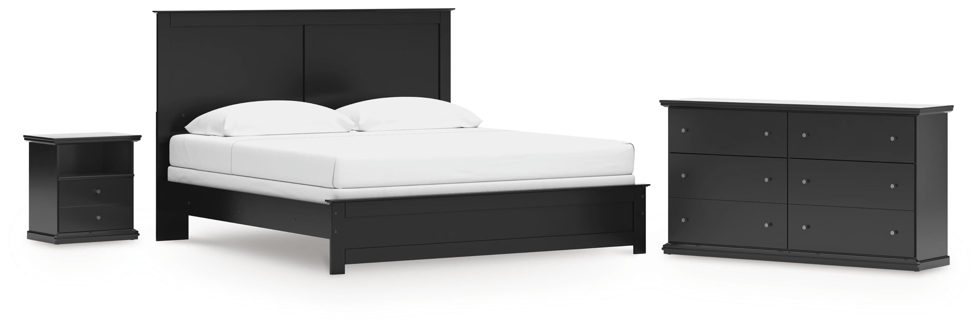 Maribel Panel Bed, Dresser and Nightstand
