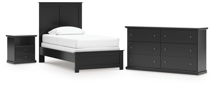 Maribel Panel Bed, Dresser and Nightstand