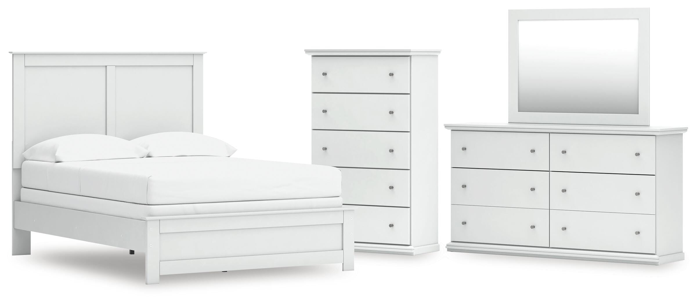 Bostwick Shoals Panel Bed, Dresser, Mirror and Chest