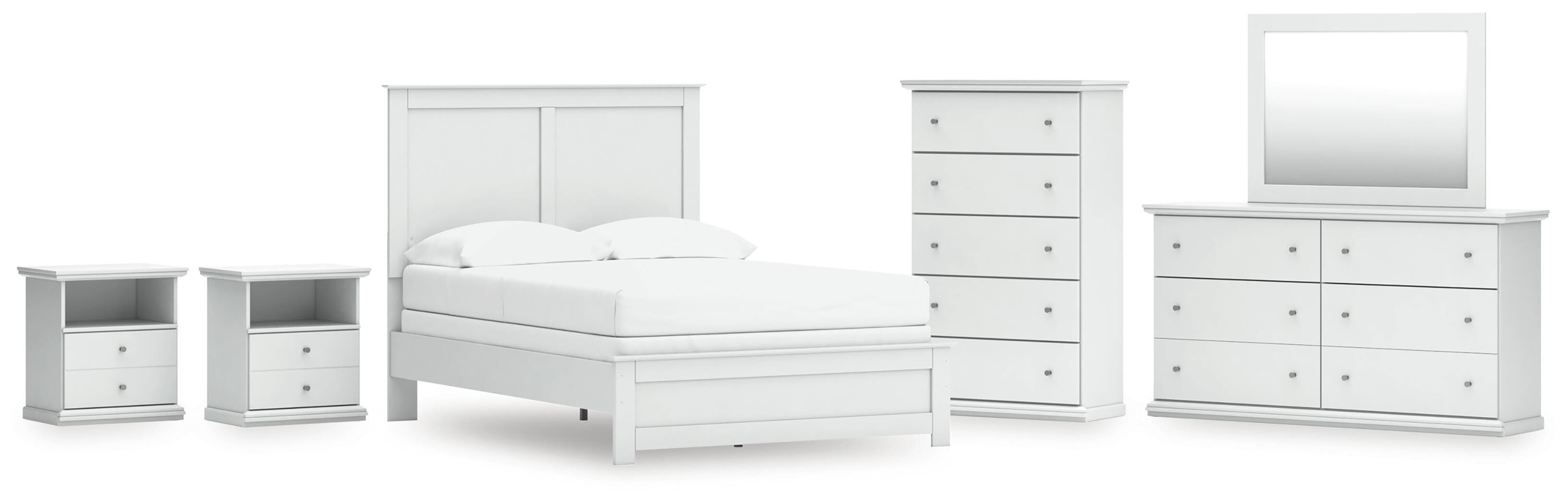 Bostwick Shoals Panel Bed, Dresser, Mirror, Chest and 2 Nightstands