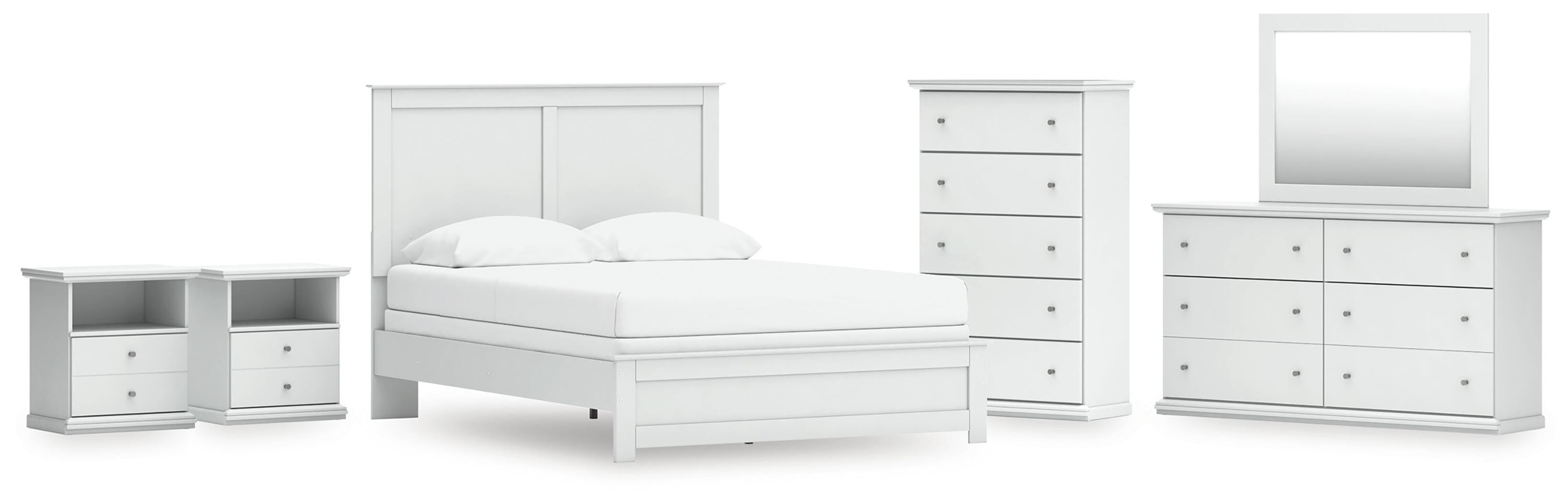 Bostwick Shoals Panel Bed, Dresser, Mirror, Chest and 2 Nightstands