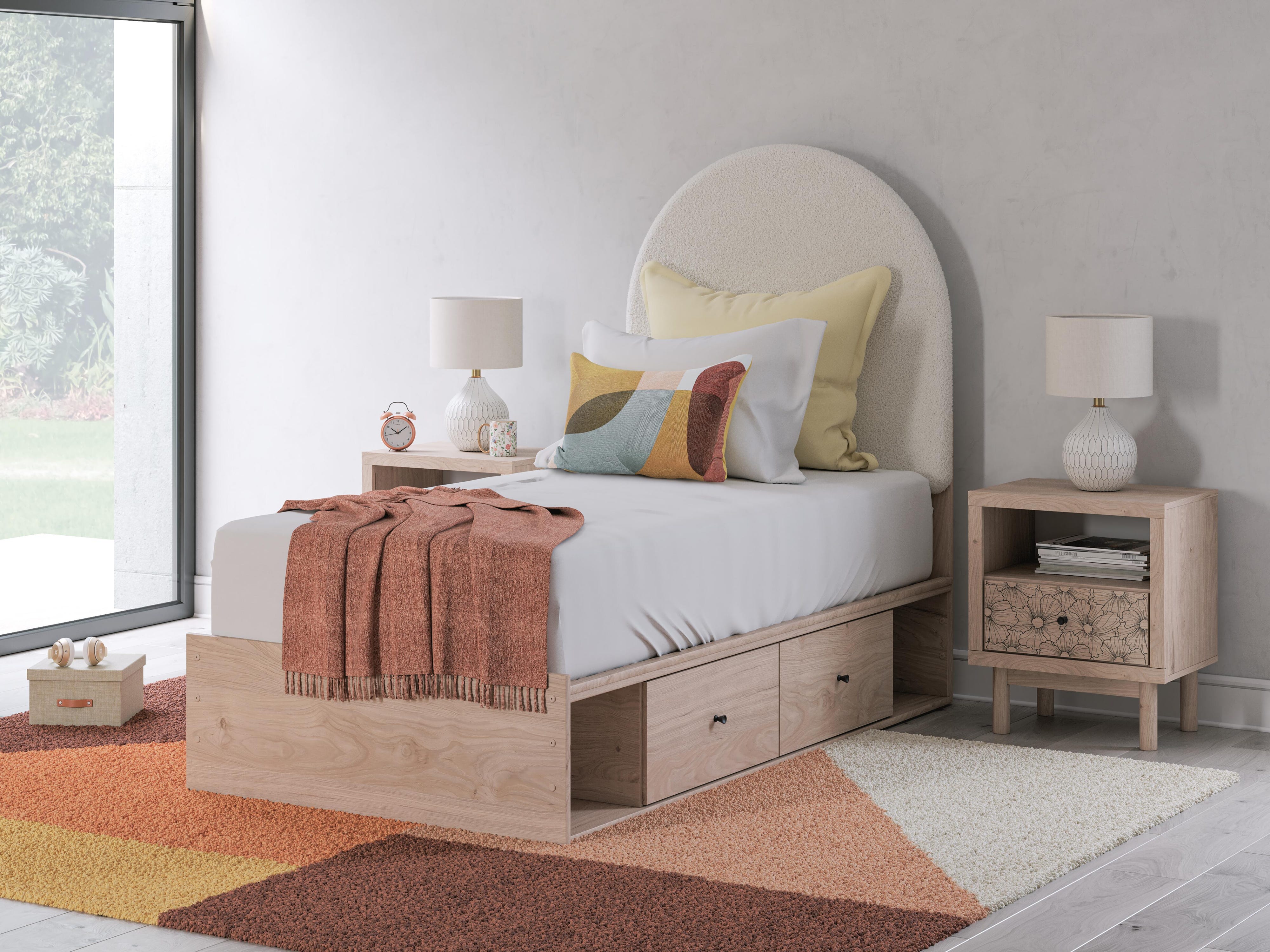 Arloster Upholstered Panel Bed with Storage
