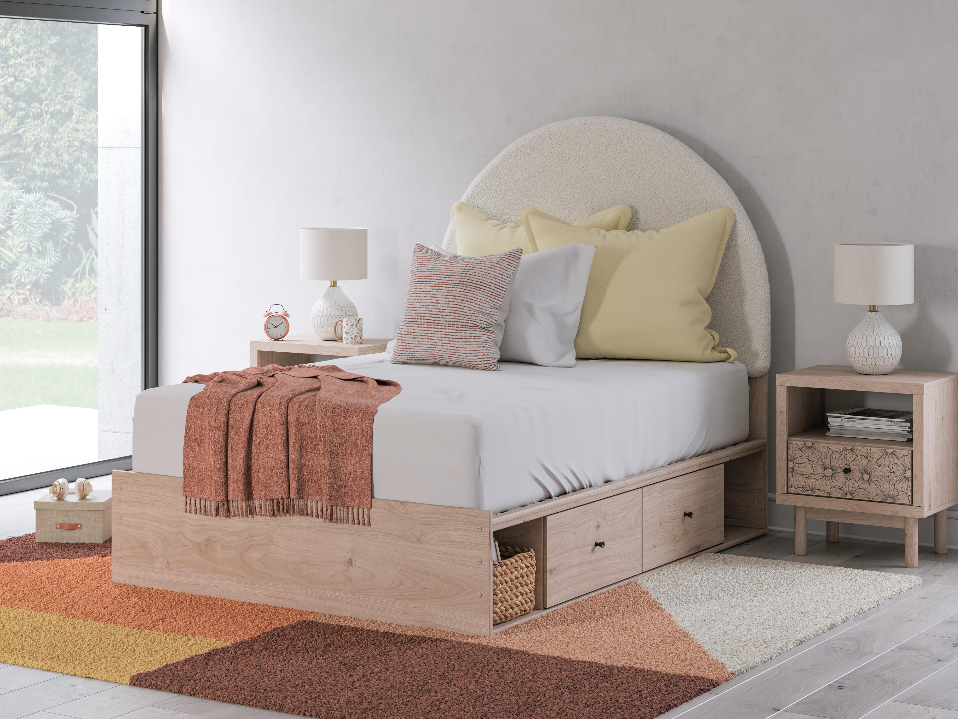 Arloster Upholstered Panel Bed with Storage
