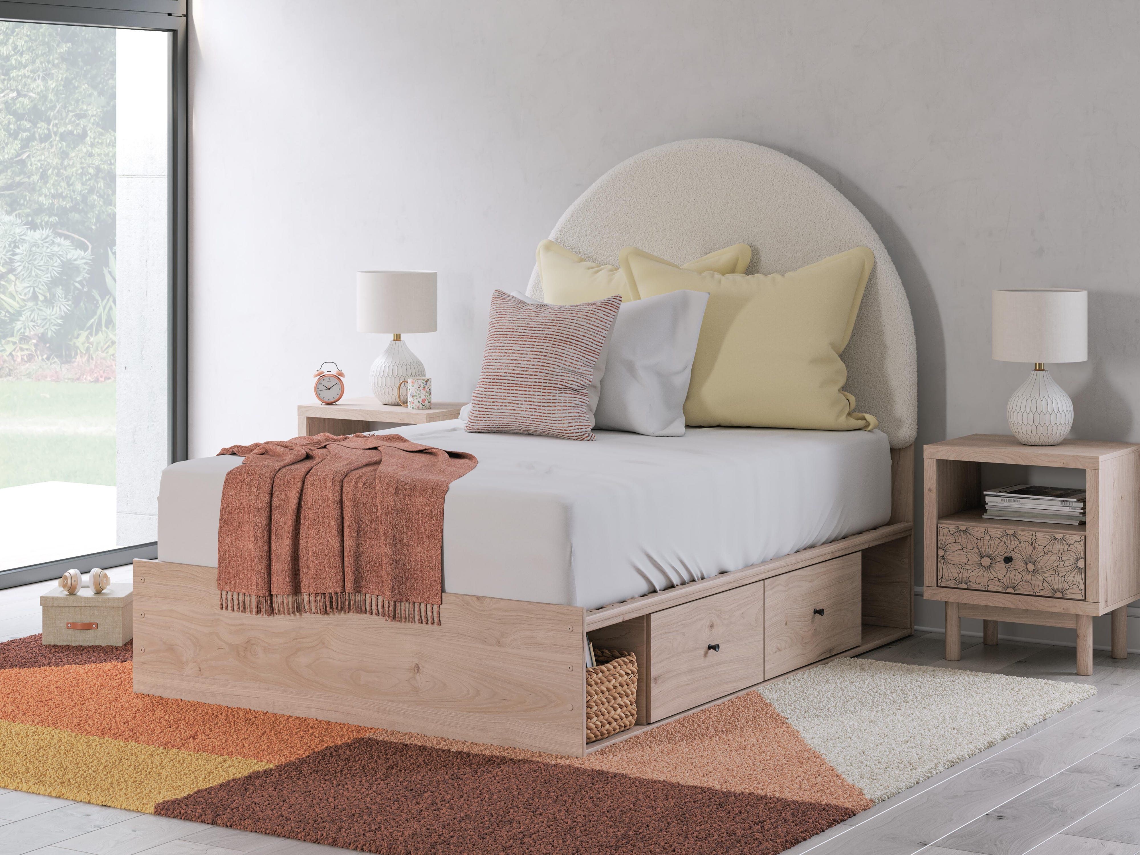Arloster Upholstered Panel Bed with Storage