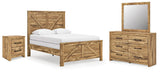 Maystonna Crossbuck Panel Bed, Dresser, Mirror and Nightstand