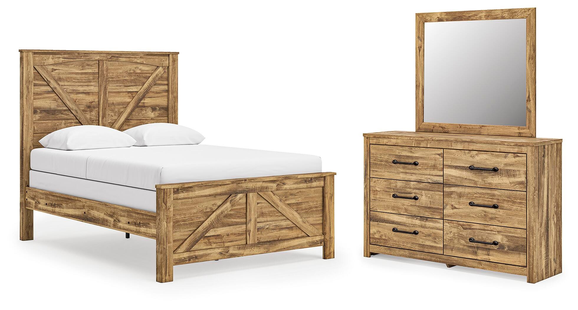Maystonna Crossbuck Panel Bed, Dresser and Mirror
