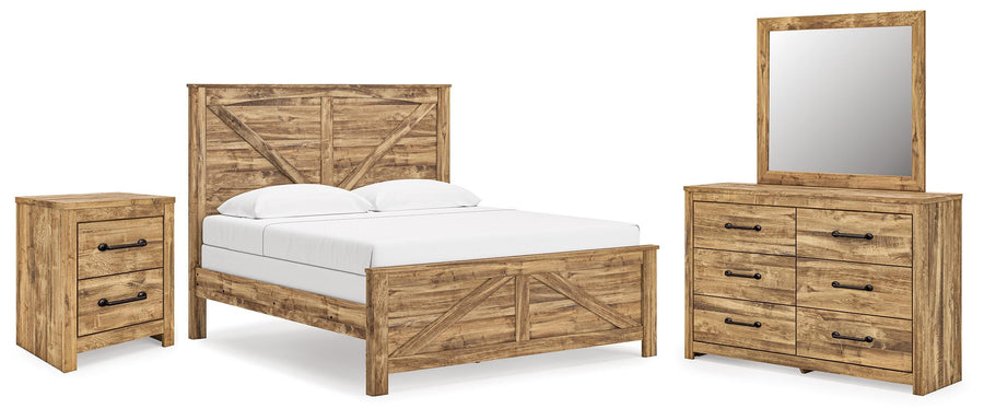 Maystonna Crossbuck Panel Bed, Dresser, Mirror and Nightstand