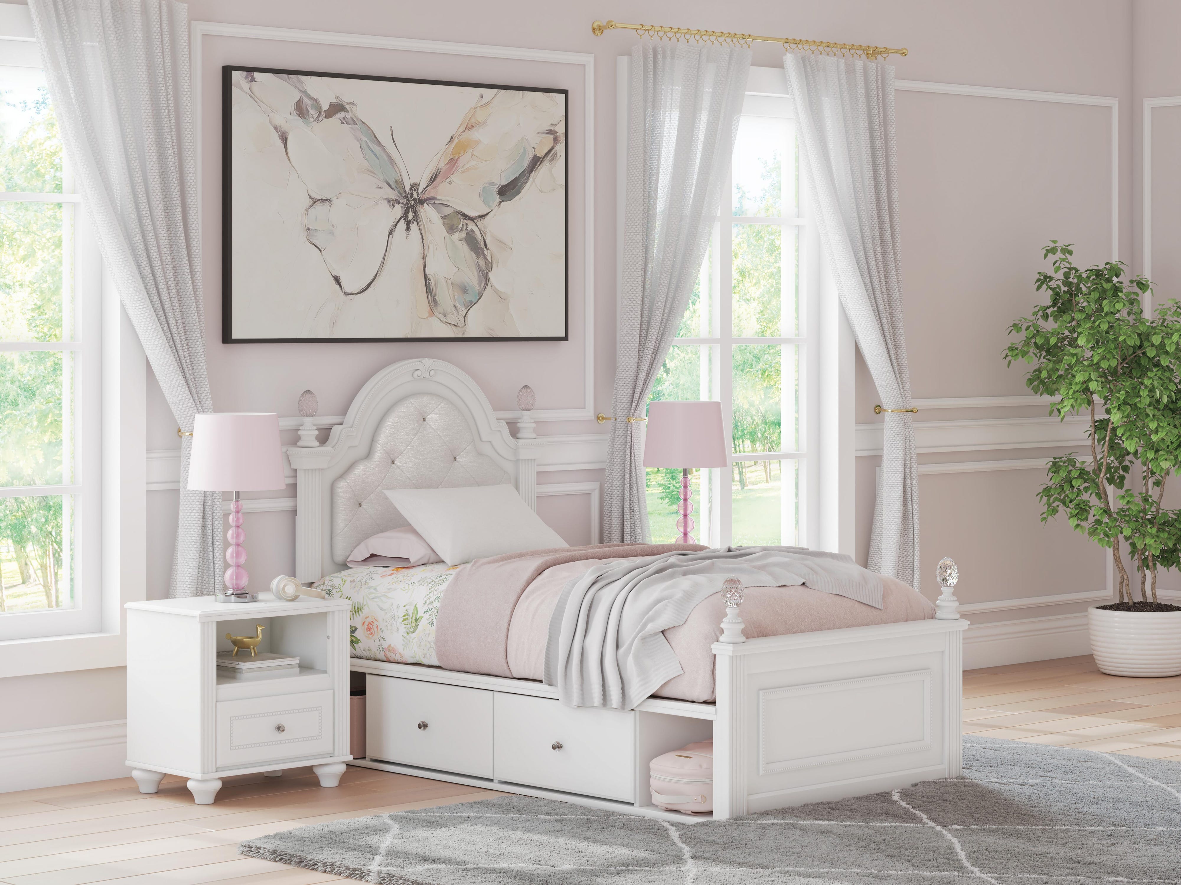 Kozlani Upholstered Panel Storage Bed, Dresser and Nightstand