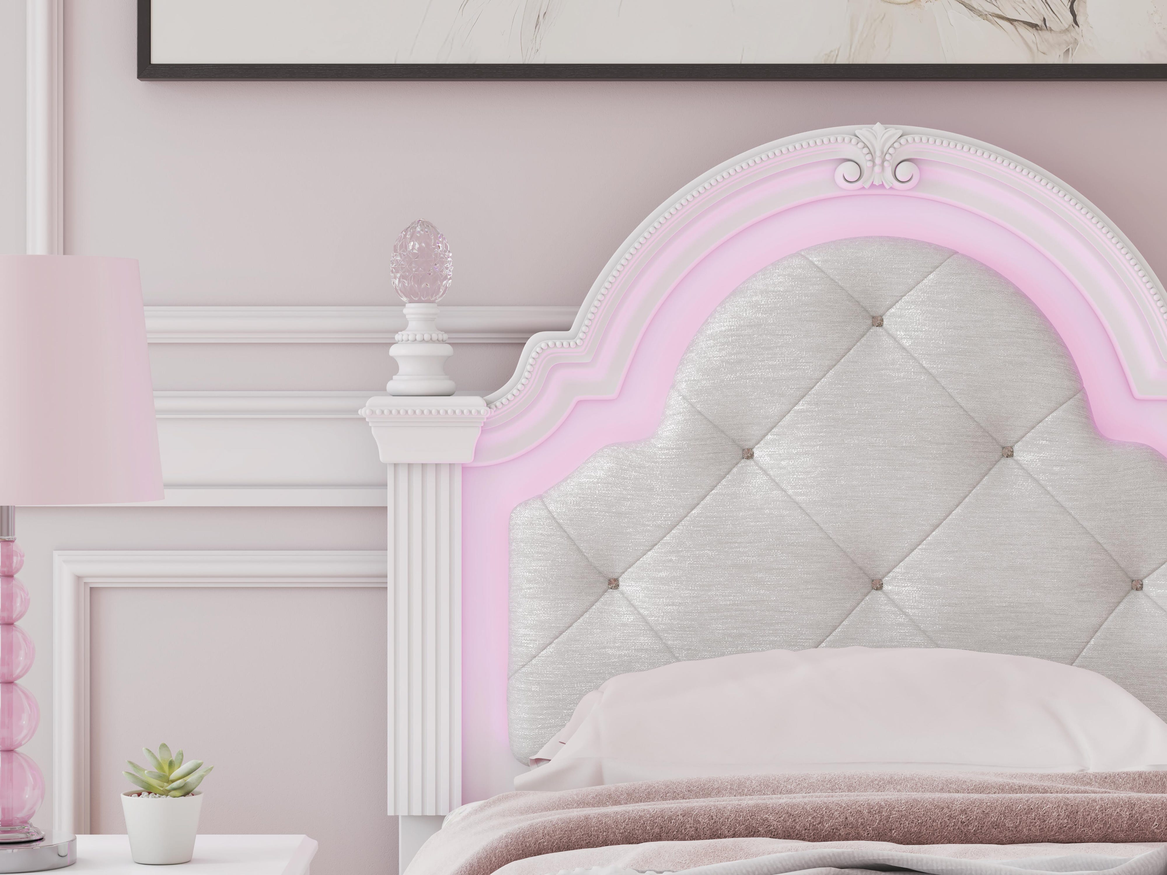 Kozlani Upholstered Panel Bed, Dresser and Mirror