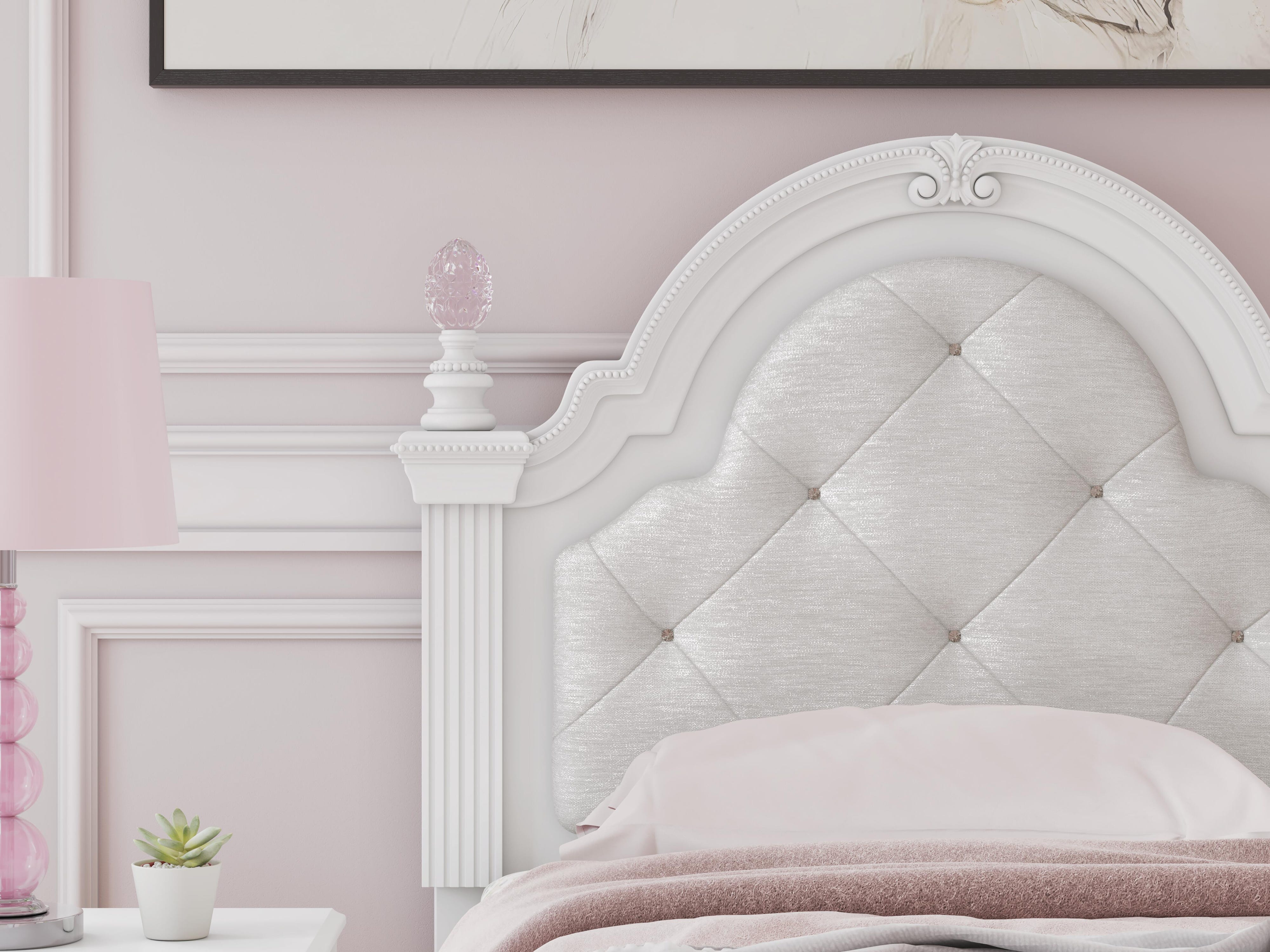 Kozlani Upholstered Panel Bed, Dresser and Nightstand