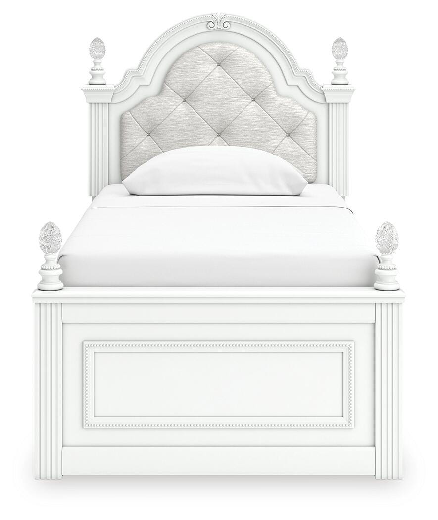 Kozlani Upholstered Panel Bed, Dresser and Nightstand