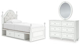 Kozlani Upholstered Panel Storage Bed, Dresser and Mirror