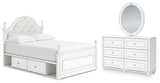 Kozlani Upholstered Panel Storage Bed, Dresser and Mirror