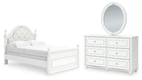 Kozlani Upholstered Panel Bed, Dresser and Mirror