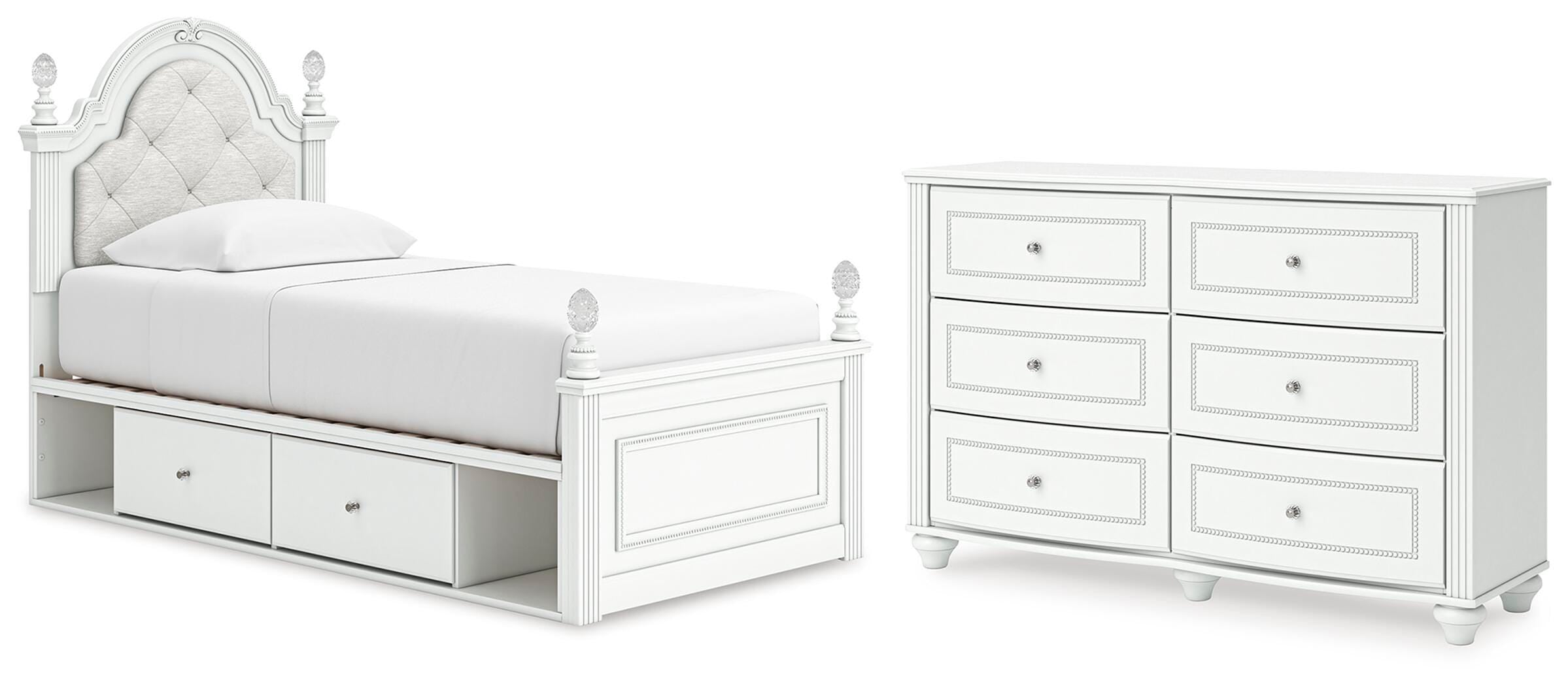 Kozlani Upholstered Panel Storage Bed and Dresser