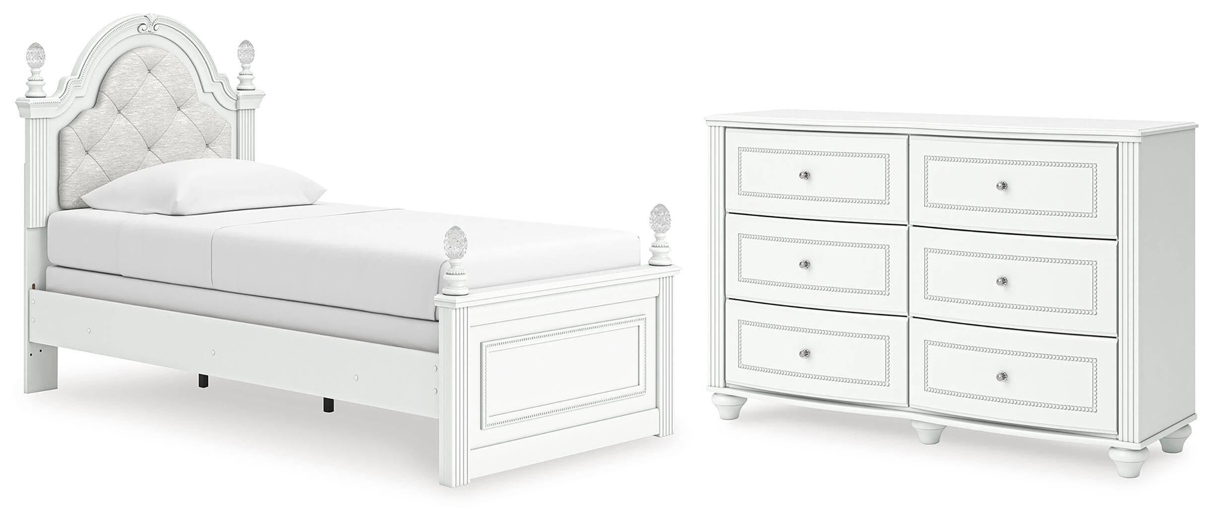 Kozlani Upholstered Panel Bed and Dresser