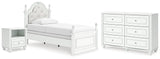 Kozlani Upholstered Panel Bed, Dresser and Nightstand
