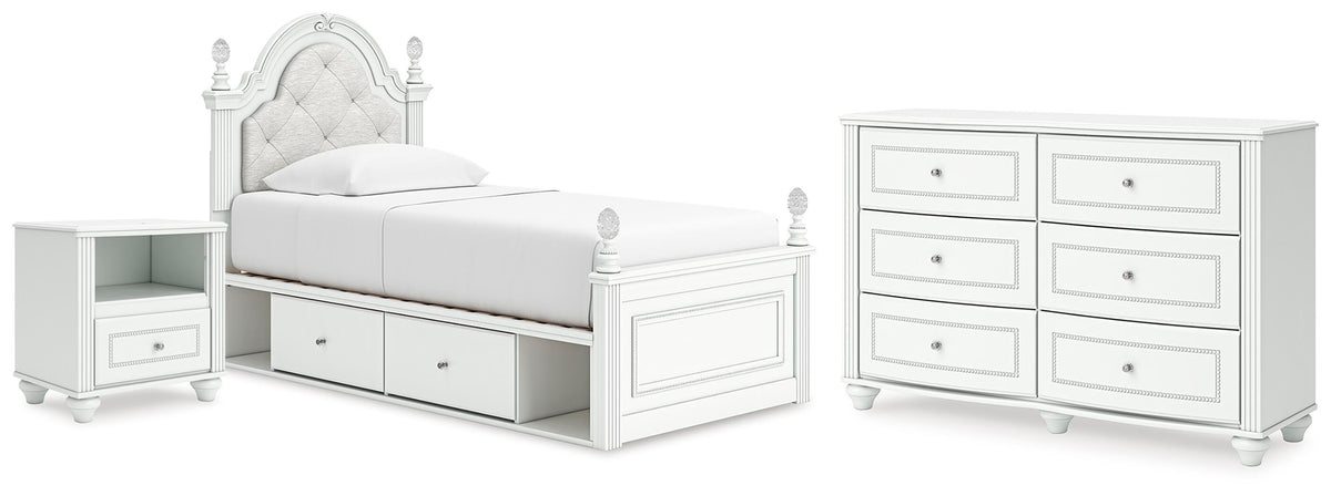 Kozlani Upholstered Panel Storage Bed, Dresser and Nightstand