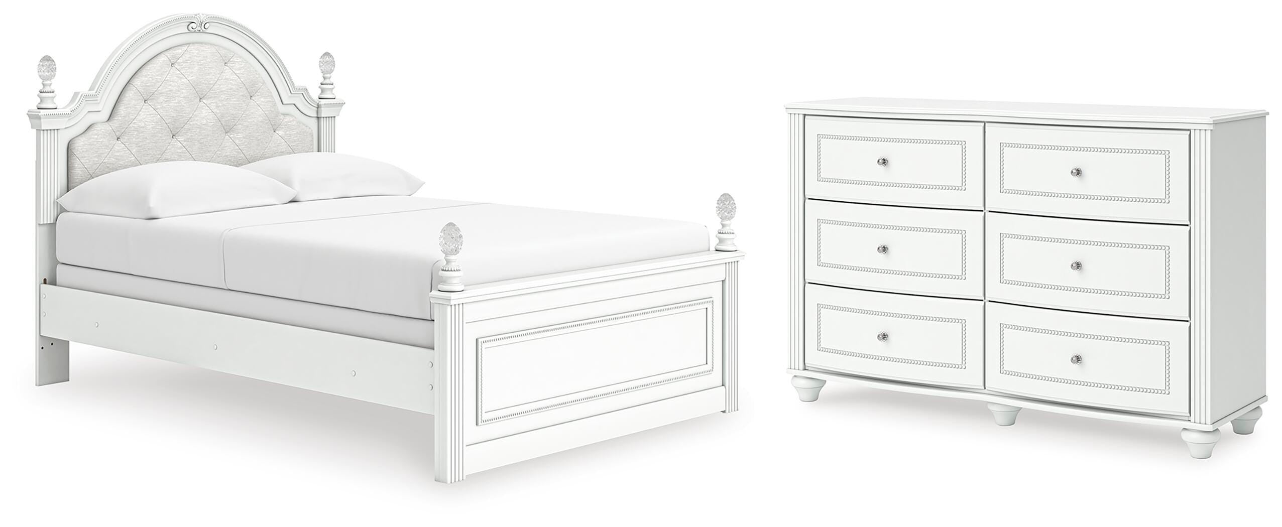 Kozlani Upholstered Panel Bed and Dresser