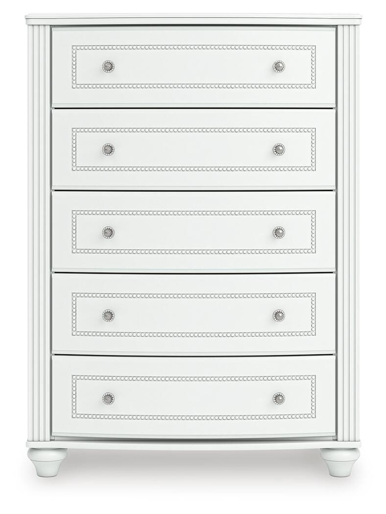 Kozlani Upholstered Panel Bed, Dresser and Chest