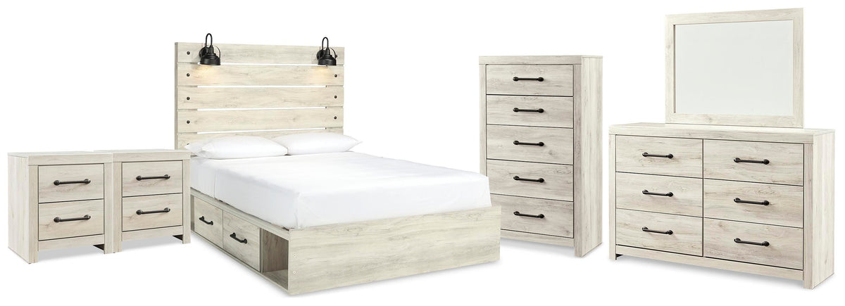Cambeck Panel Bed with Storage, Dresser, Mirror, Chest and 2 Nightstands