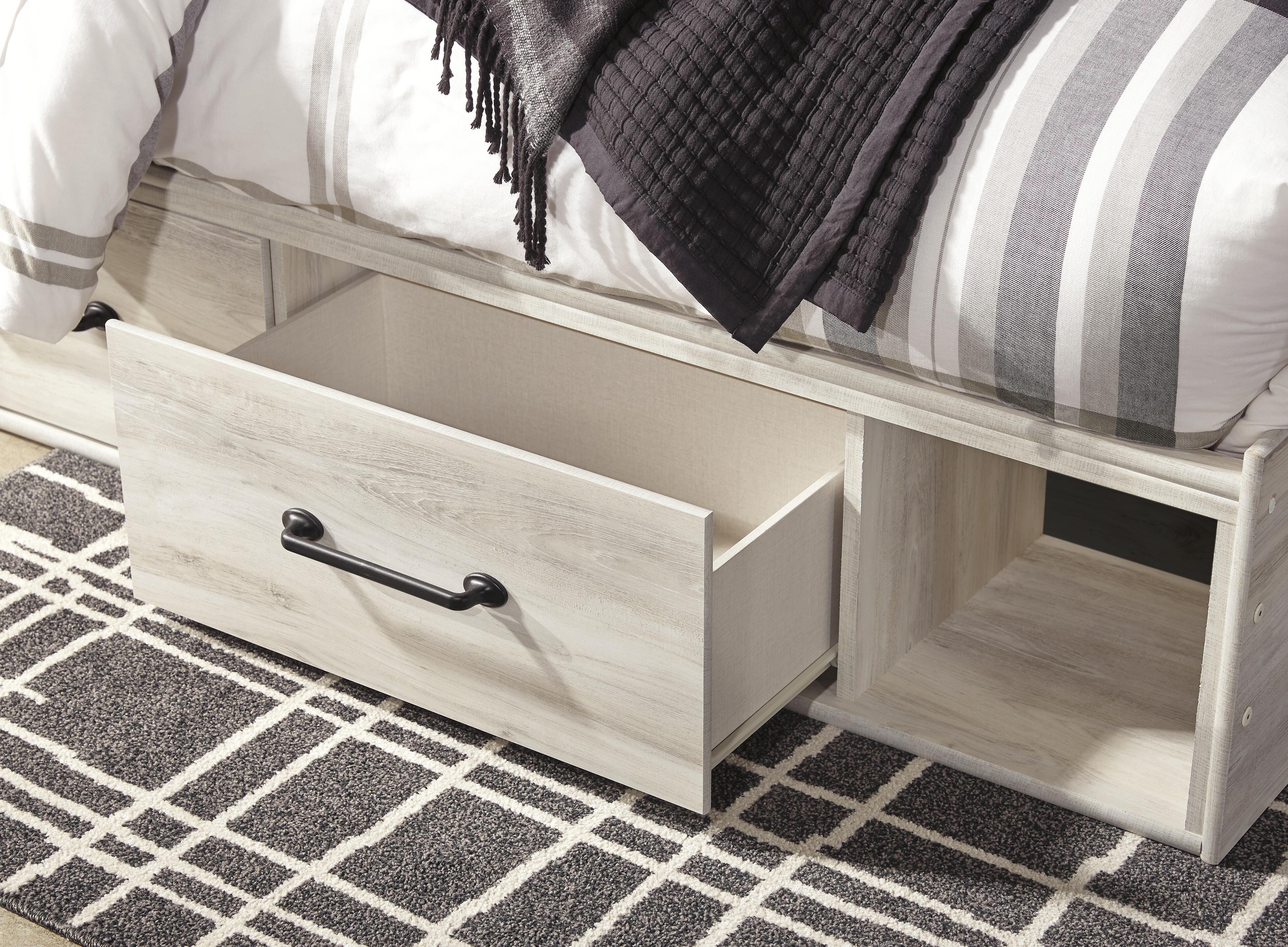 Cambeck Panel Bed with 2 Storage Drawers with Mirrored Dresser