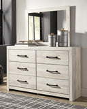 Cambeck Panel Bed with 4 Storage Drawers with Mirrored Dresser and Chest