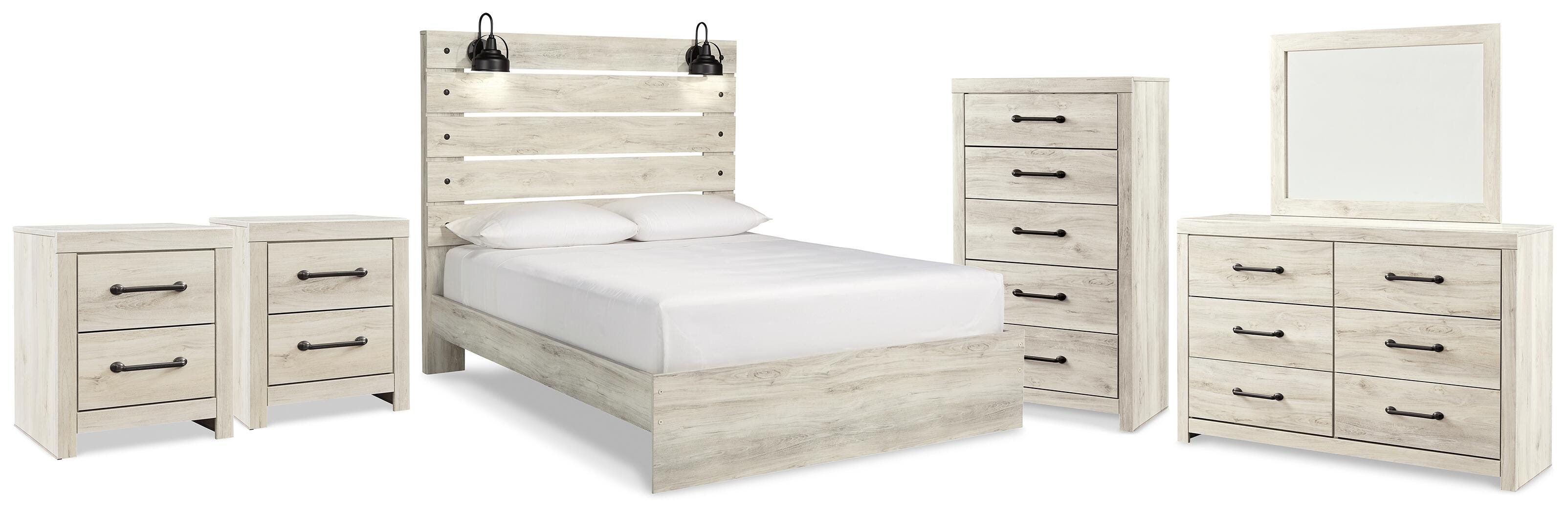 Averly Panel Bed, Dresser, Mirror, Chest and 2 Nightstands