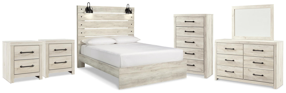 Averly Panel Bed, Dresser, Mirror, Chest and 2 Nightstands
