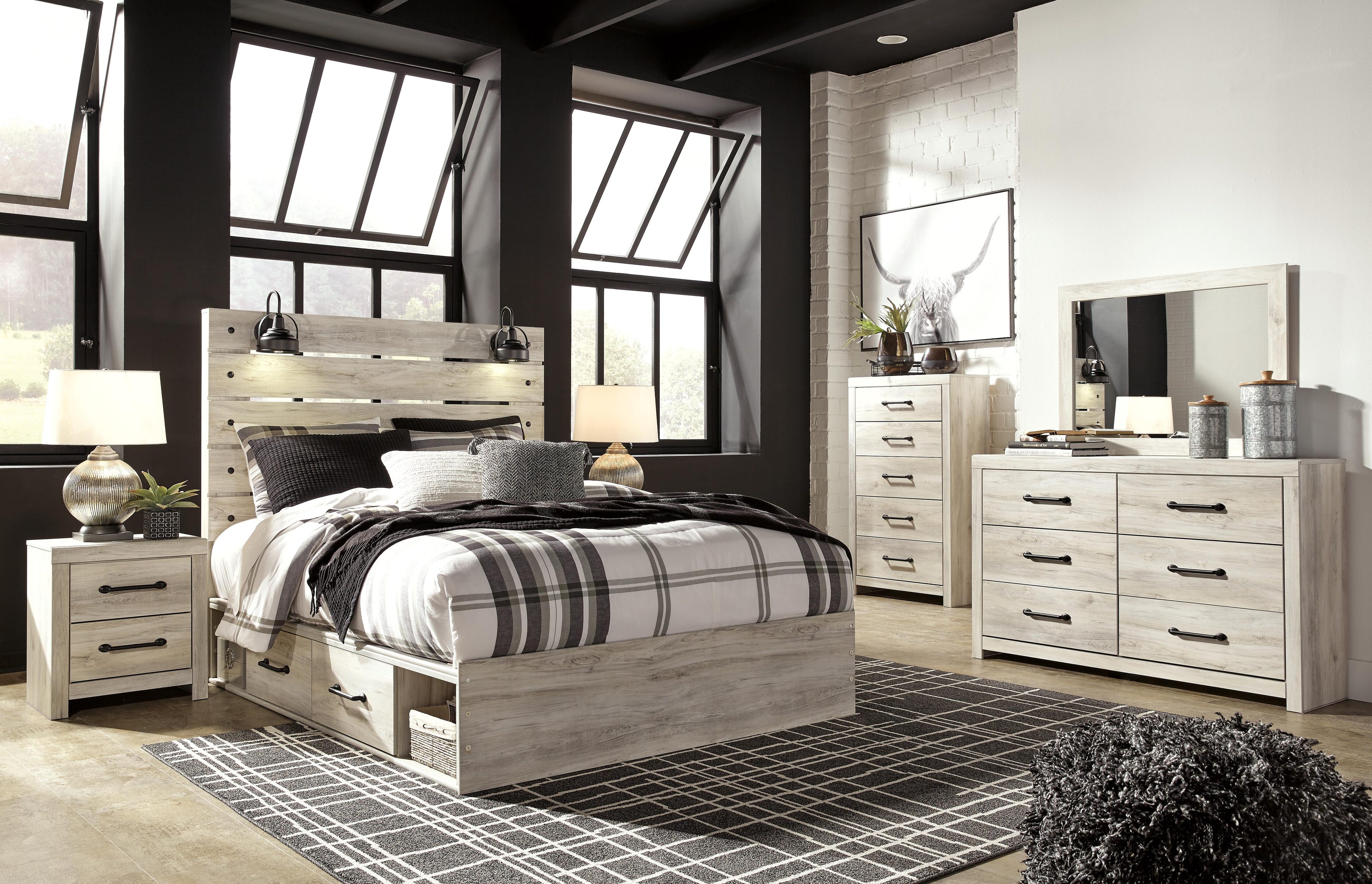 Cambeck Panel Bed with 2 Storage Drawers