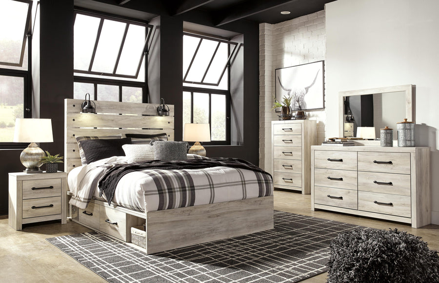 Cambeck Panel Storage Bed, Dresser, Mirror, 2 Chests and 2 Nightstands
