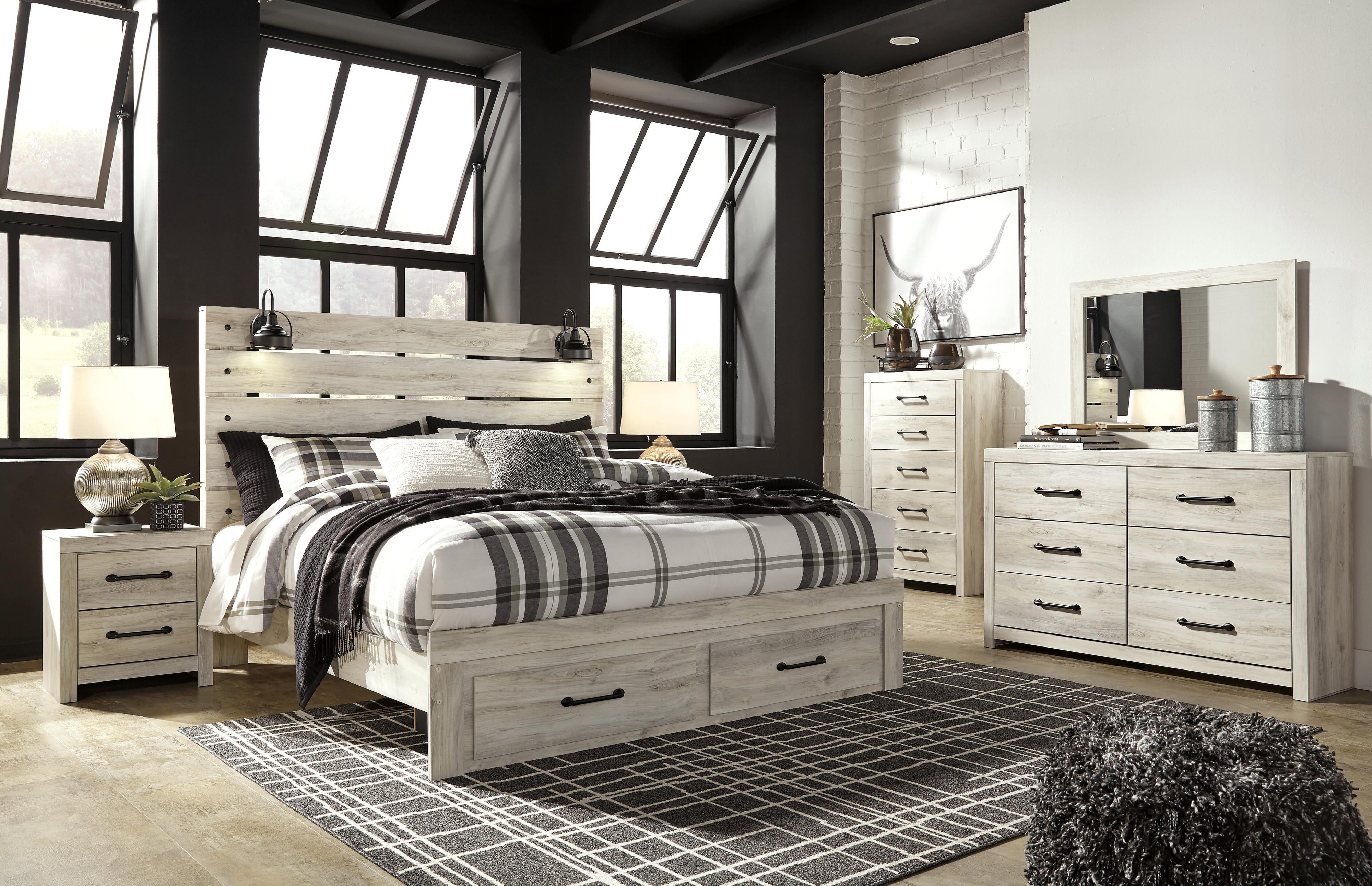 Cambeck Panel Storage Bed, Dresser, Mirror, Chest and 2 Nightstands